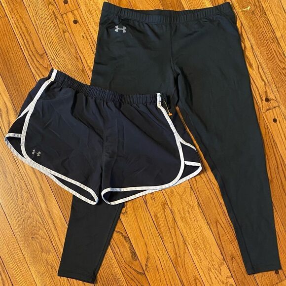 Under armour black cropped leggings and running shorts combo pack - Picture 9 of 9